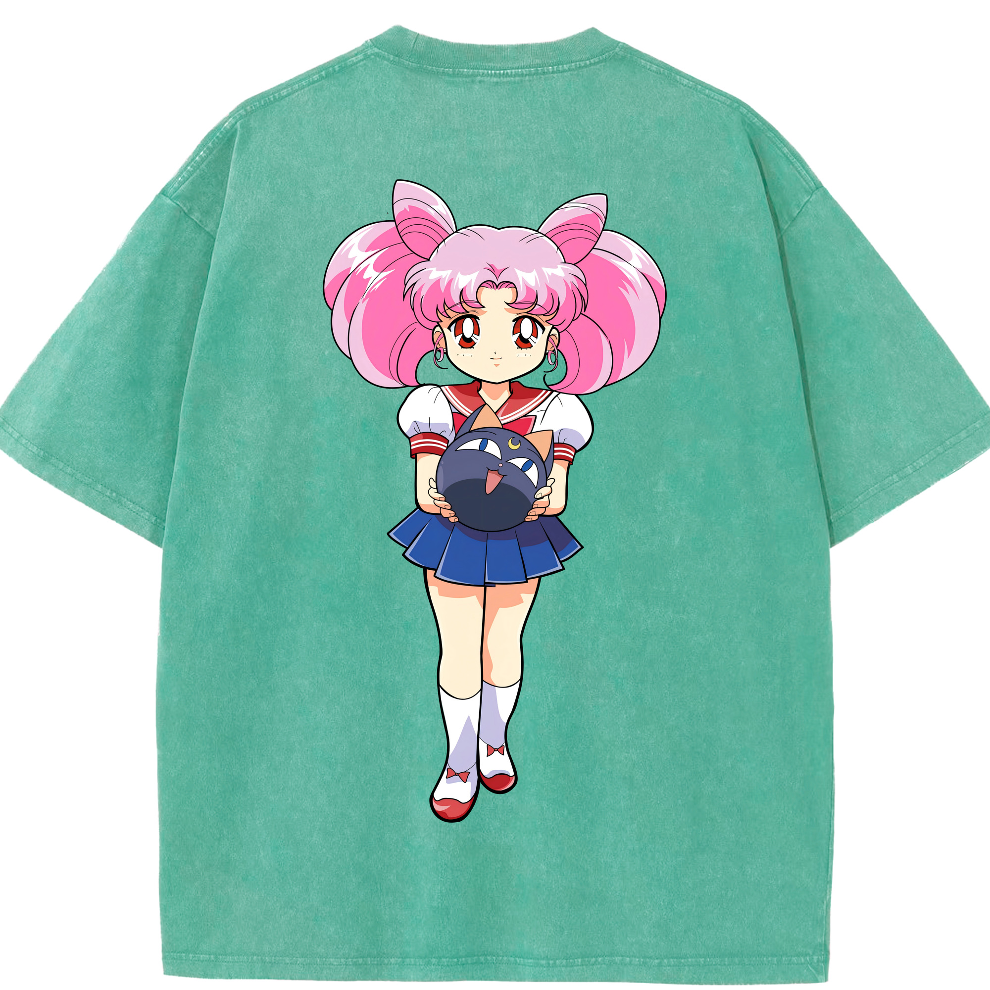 （画像用） 美少女戦士セーラームーン ちびうさ Sailor Moon Chibiusa Tsukino Usagi Small Lady Serenity 綿100% ヴィンテージ風 半袖Tシャツ（背面プリント）